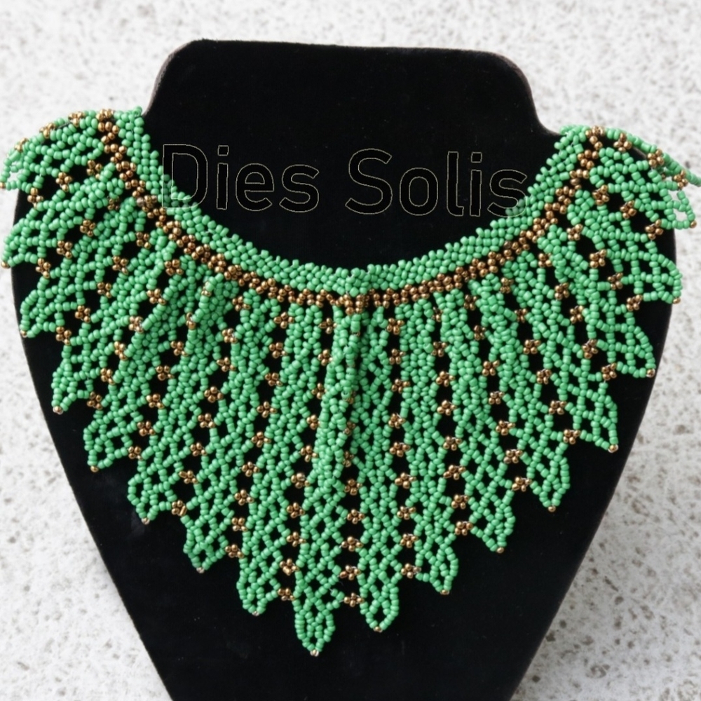 Green and Gold Beaded Necklace